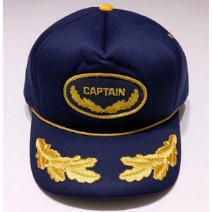 Vintage YR Captain Rope Hat Padded Navy Blue Snapback ~ Perfect!